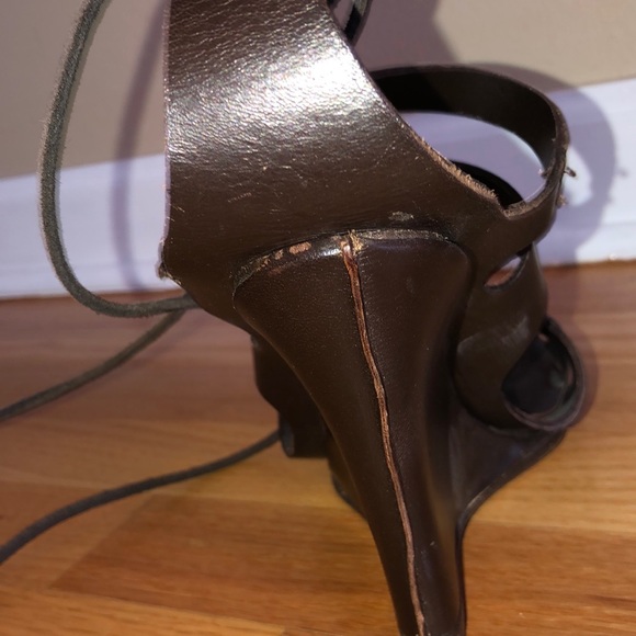 MaxMara/SportMax brwn leather wedge caged lace up - Picture 7 of 12